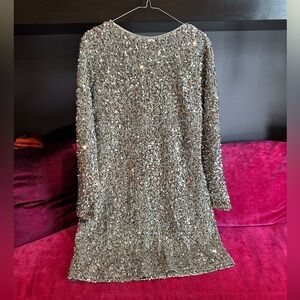 H&M Silver Sequin Long Sleeve Dress